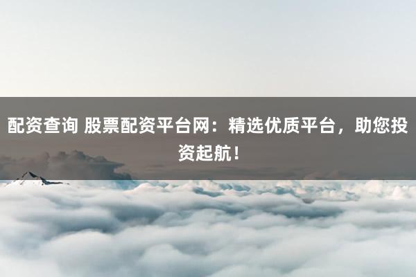 配资查询 股票配资平台网：精选优质平台，助您投资起航！