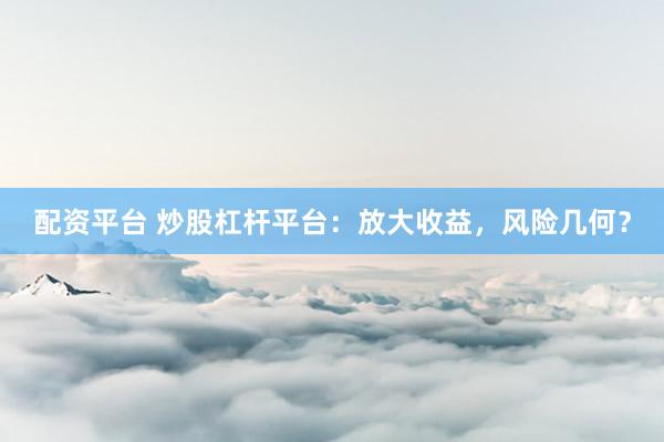 配资平台 炒股杠杆平台：放大收益，风险几何？