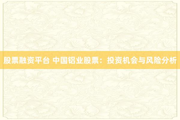 股票融资平台 中国铝业股票：投资机会与风险分析