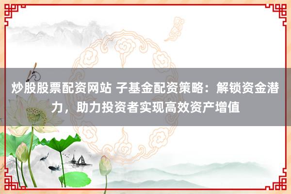 炒股股票配资网站 子基金配资策略：解锁资金潜力，助力投资者实现高效资产增值