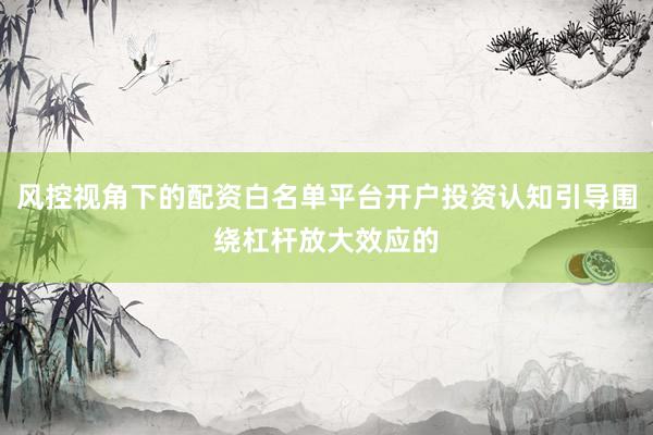 风控视角下的配资白名单平台开户投资认知引导围绕杠杆放大效应的