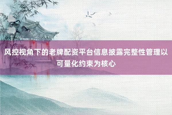 风控视角下的老牌配资平台信息披露完整性管理以可量化约束为核心