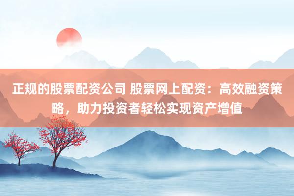 正规的股票配资公司 股票网上配资：高效融资策略，助力投资者轻松实现资产增值