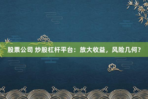 股票公司 炒股杠杆平台：放大收益，风险几何？